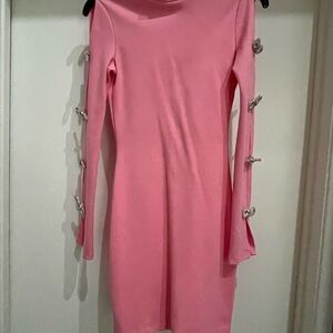 Fashion Nova Pink Dress with Silver Details